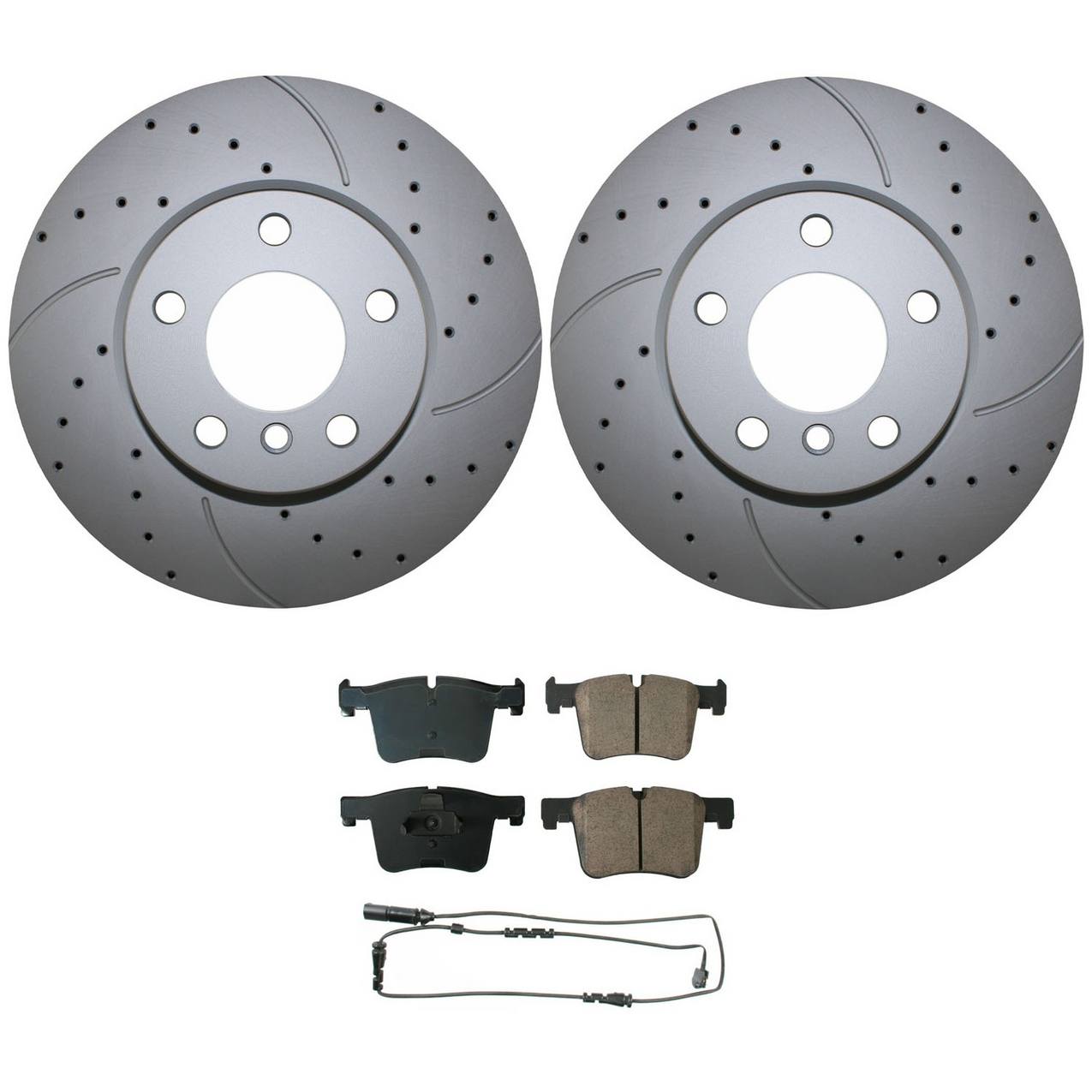 BMW Disc Brake Pad and Rotor Kit – Front (328mm) (Drilled) (Ceramic) – Akebono EURO 34106879122