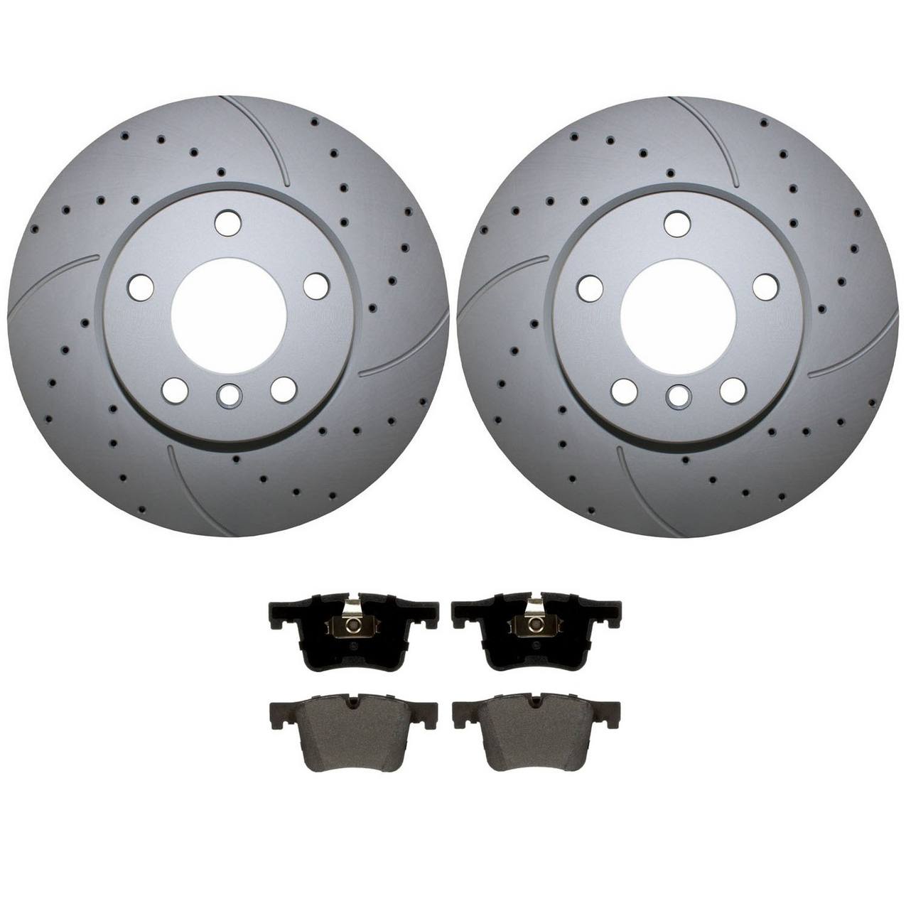 BMW Disc Brake Pad and Rotor Kit – Front (328mm) (Drilled) (Semi-Metallic) – Bosch QuietCast 34106879122