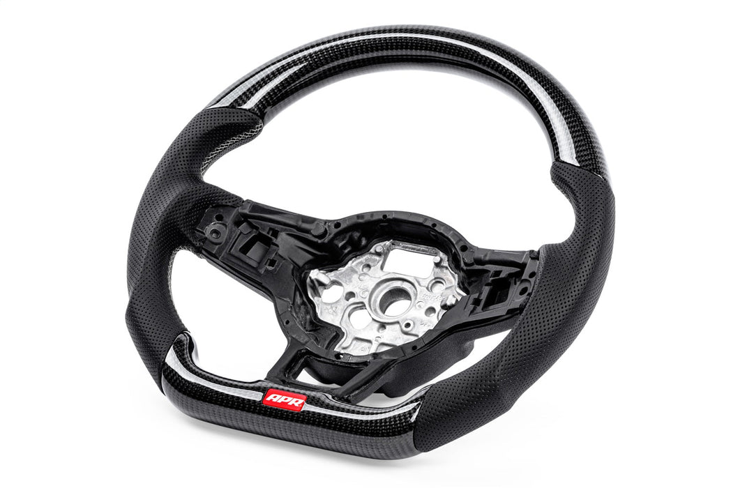 APR Steering Wheel; Silver; Carbon Fiber; Perforated Leather; - MS100202
