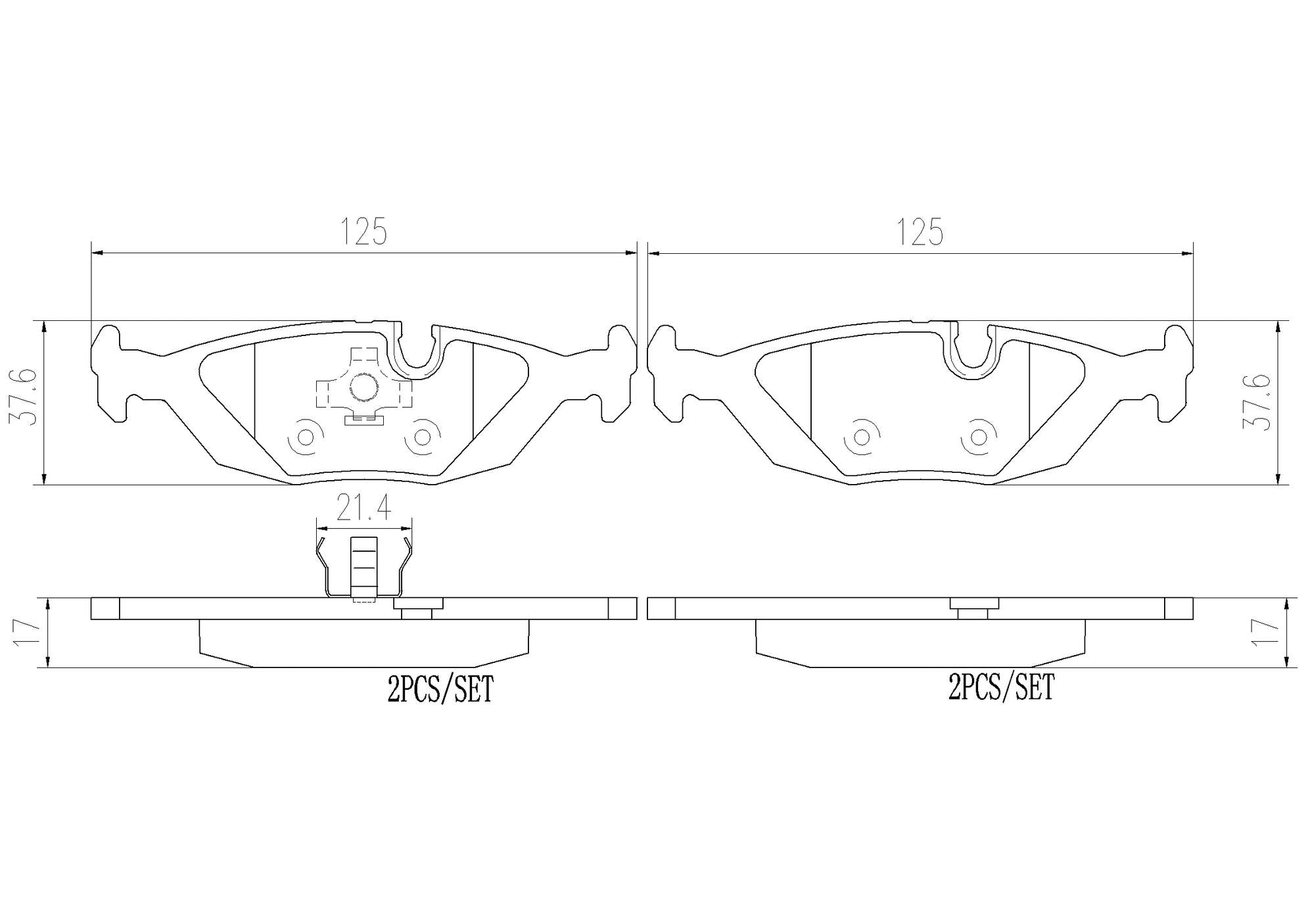 BMW Disc Brake Pad and Rotor Kit – Rear (258mm) (Ceramic) 34211163146