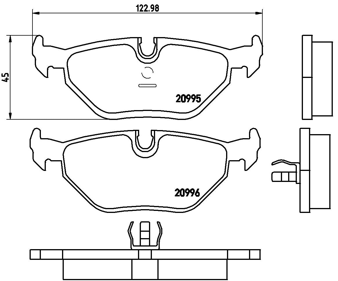 BMW Disc Brake Pad Set – Rear (Low-Met) 34216761253 – Brembo P06011