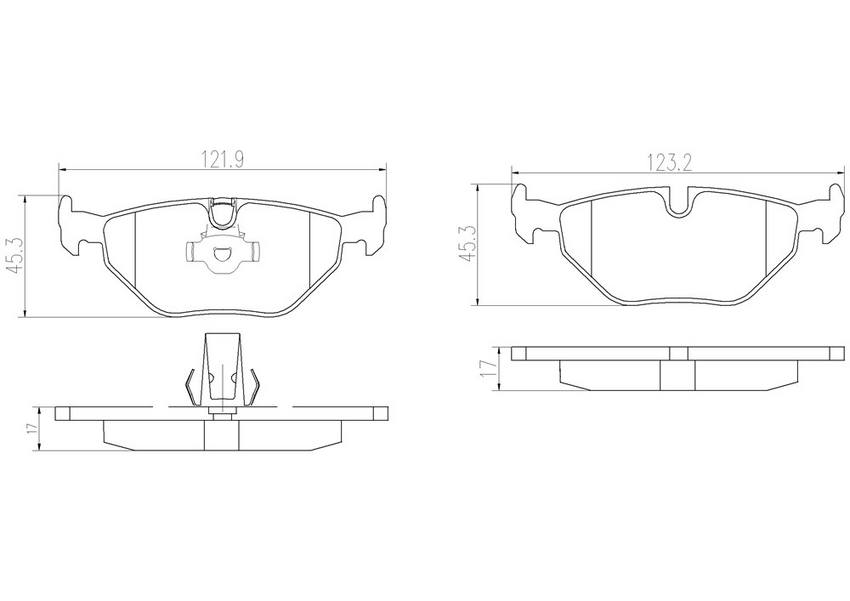 BMW Disc Brake Pad Set – Rear (Ceramic) 34216778168 – Brembo P06023N