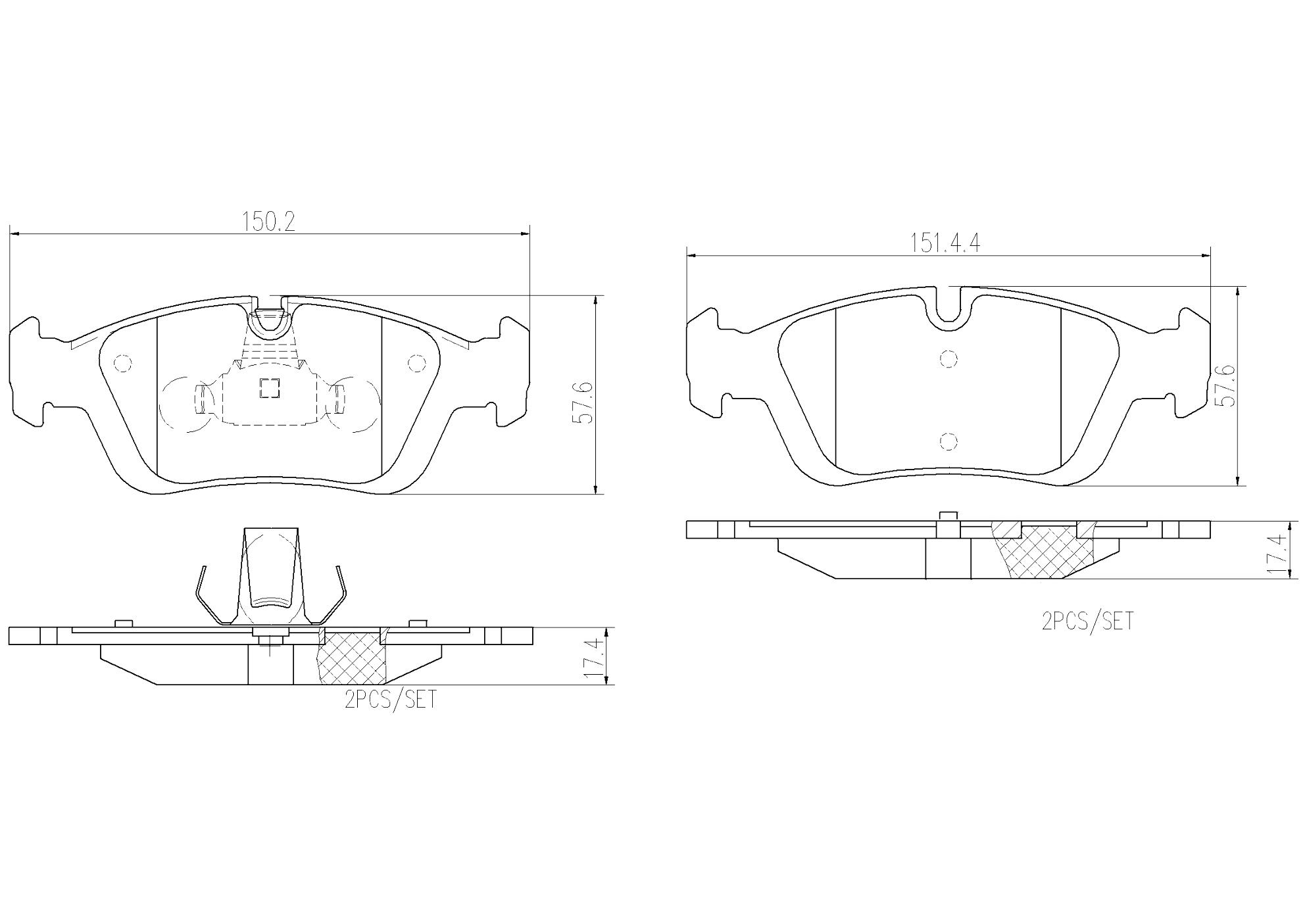 BMW Disc Brake Pad Set – Front (Ceramic) 34116761244 – Brembo P06024N