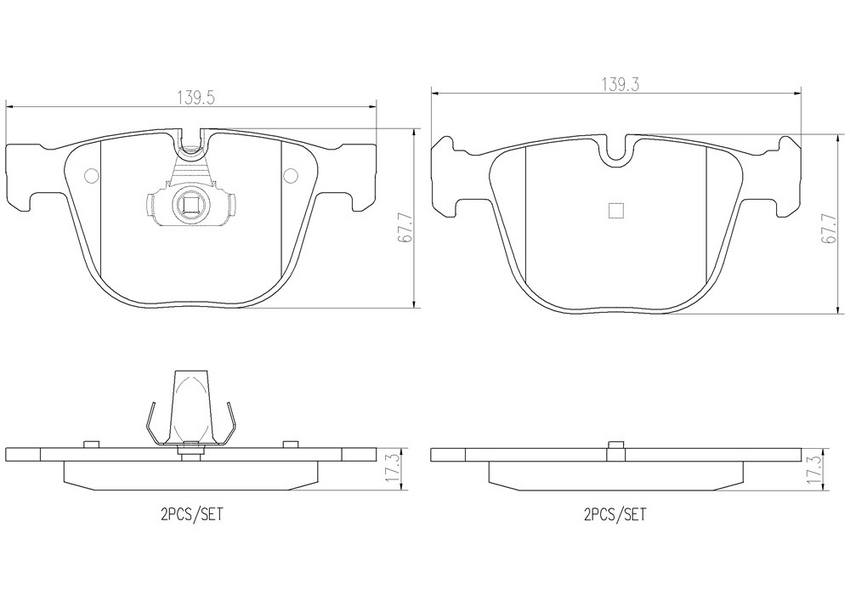 BMW Disc Brake Pad Set – Rear (Ceramic) 34216857117 – Brembo P06026N