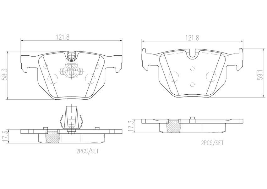 BMW Disc Brake Pad Set – Rear (Ceramic) 34216868497 – Brembo P06033N