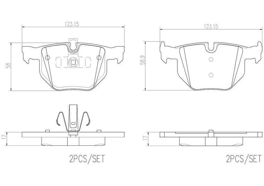 BMW Disc Brake Pad Set – Rear (Ceramic) 34216790762 – Brembo P06039N