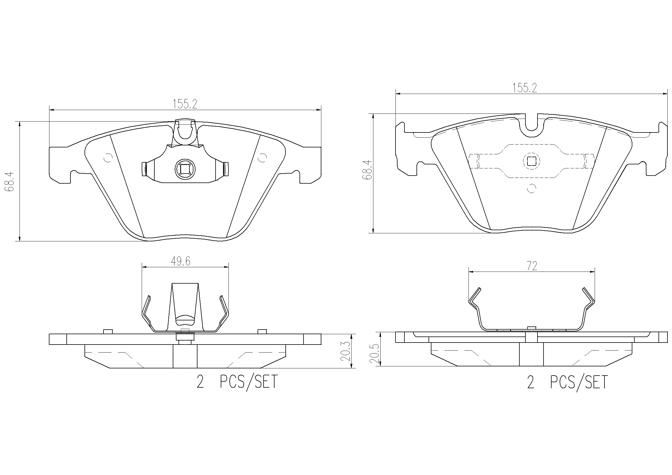 BMW Disc Brake Pad Set – Front (Ceramic) 34112283865 – Brembo P06046N