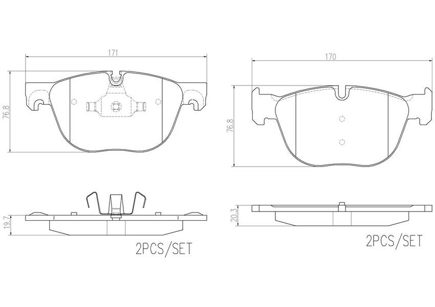 BMW Disc Brake Pad Set – Front (Ceramic) 34116852253 – Brembo P06049N