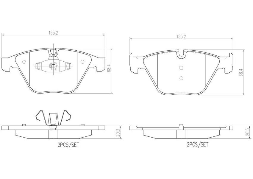 BMW Disc Brake Pad Set – Front (Ceramic) 34116790759 – Brembo P06055N