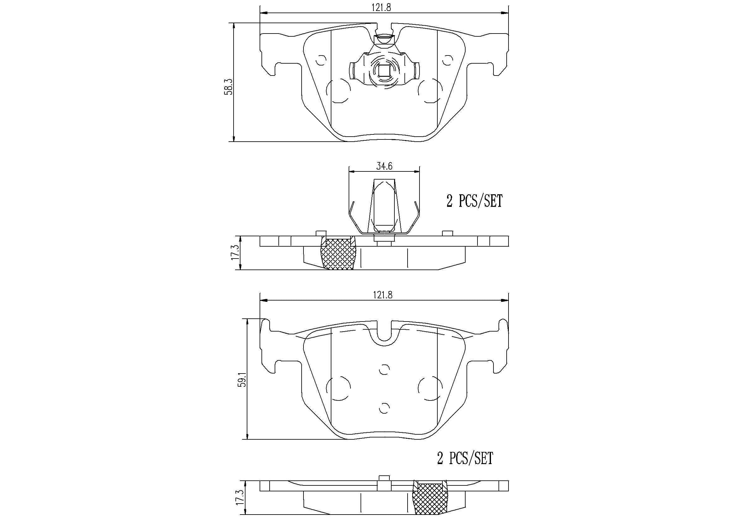 BMW Disc Brake Pad Set – Rear (Ceramic) 34216868497 – Brembo P06056N