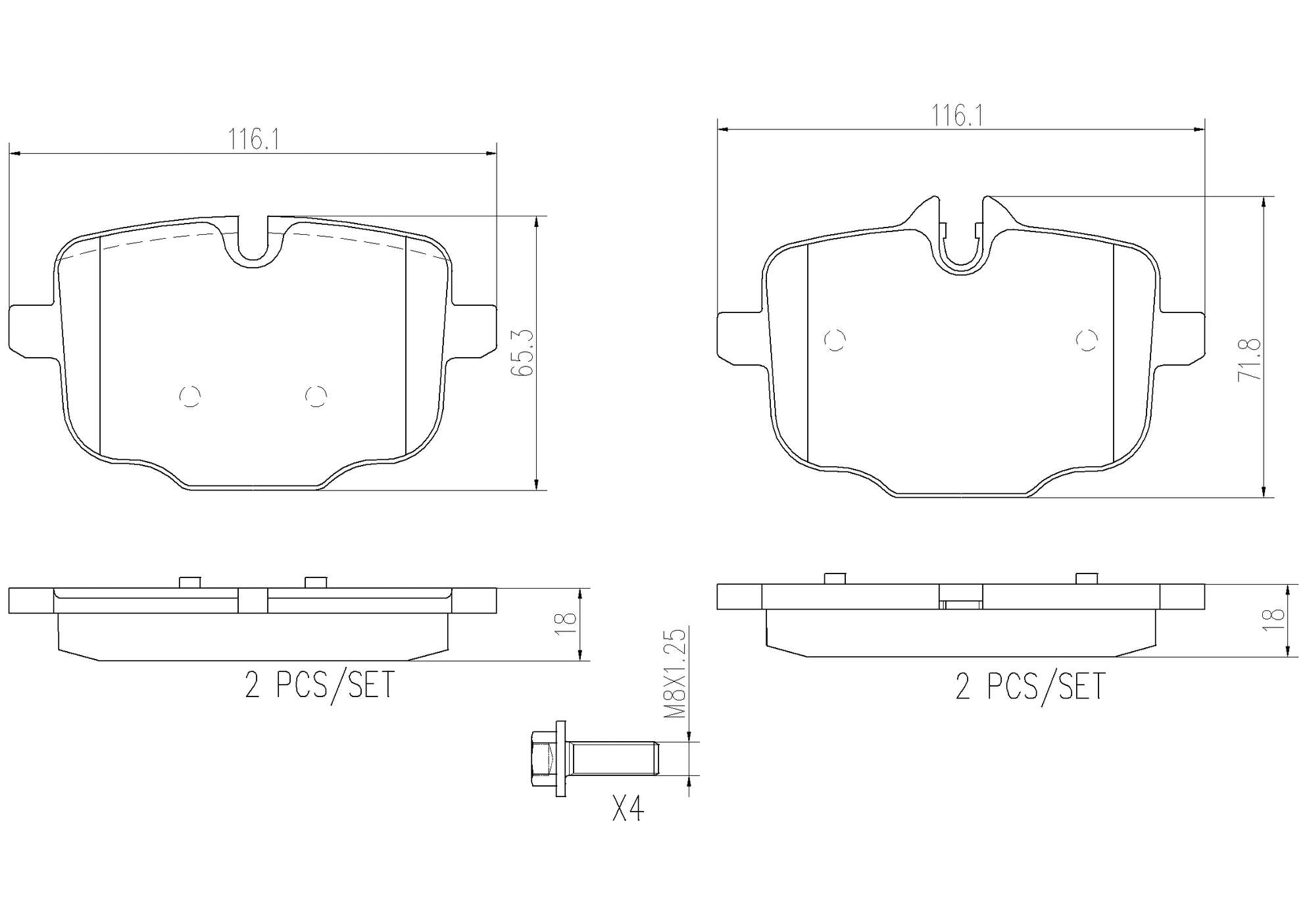 BMW Disc Brake Pad and Rotor Kit – Front and Rear (374mm/370mm) (Ceramic) 34116789543