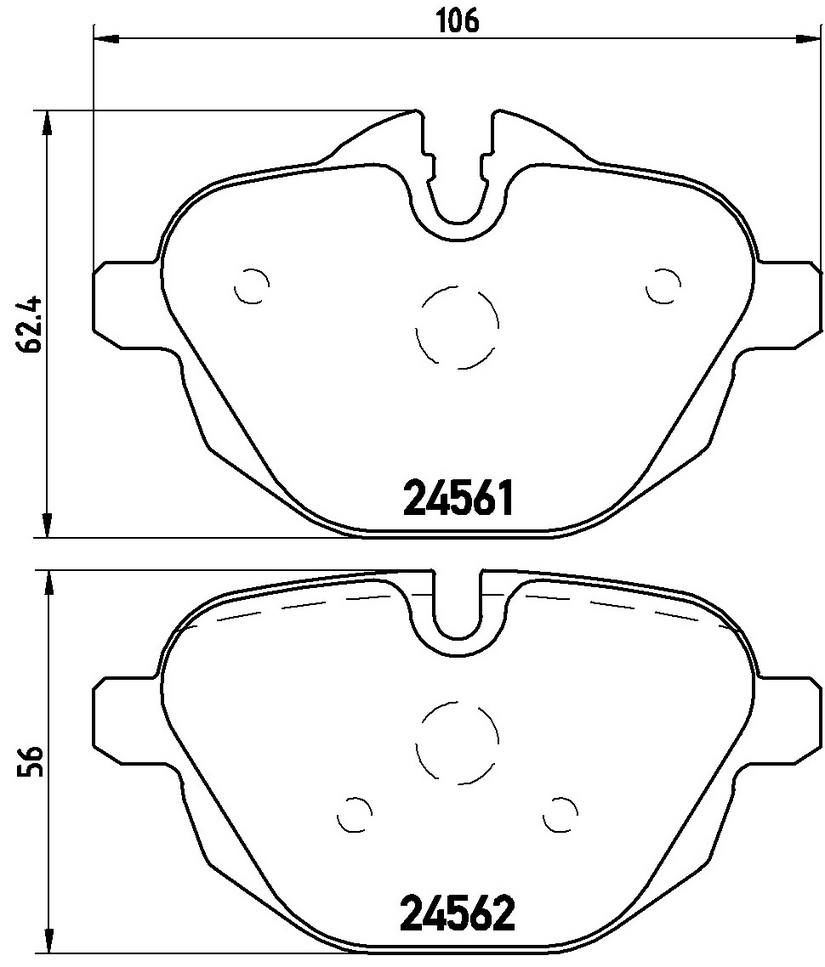 BMW Disc Brake Pad Set – Rear (Low-Metallic) 34216862202 – Brembo P06064