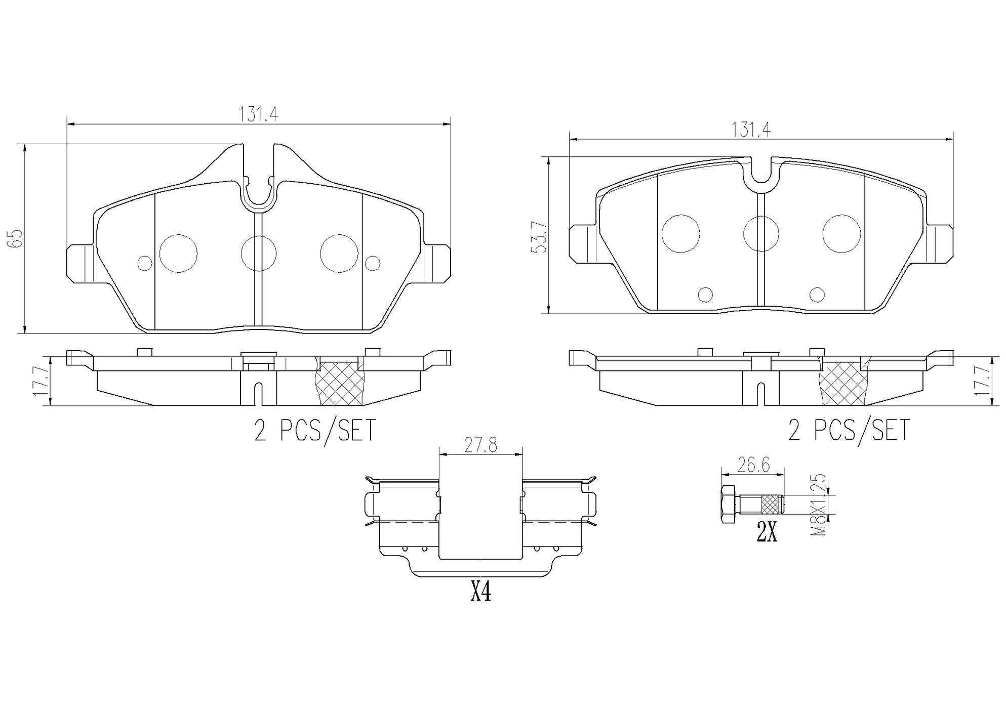 Mini Disc Brake Pad and Rotor Kit – Front and Rear (280mm/259mm) (Ceramic) 34116858651