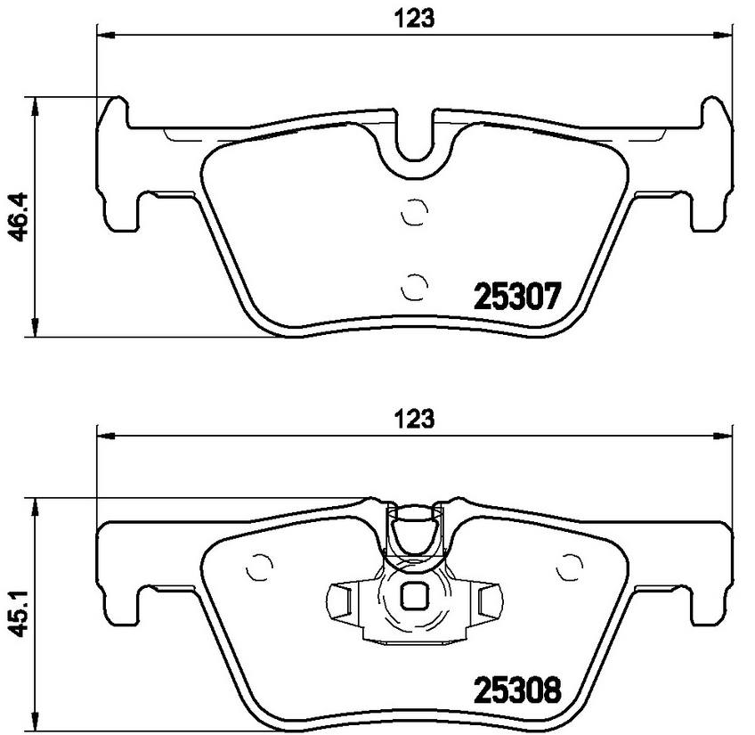 BMW Disc Brake Pad Set – Rear (Low-Metallic) 34216873093 – Brembo P06071