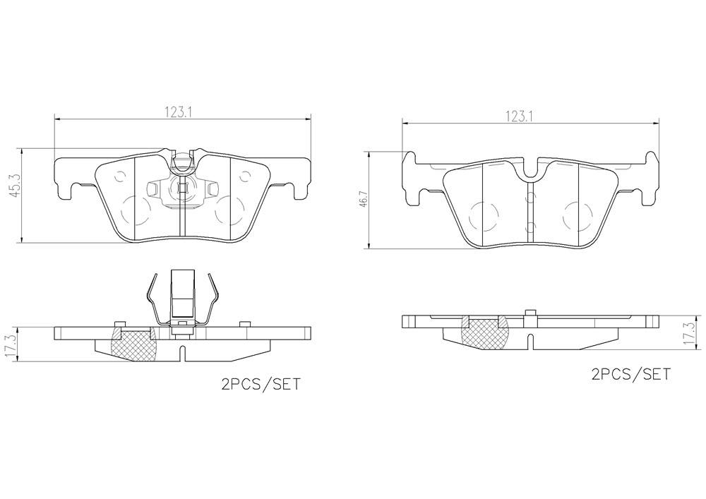 BMW Disc Brake Pad Set – Rear (Ceramic) 34216873093 – Brembo P06071N