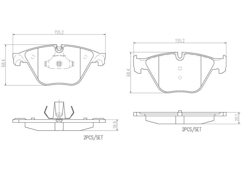 BMW Disc Brake Pad Set – Front (Ceramic) 34116850886 – Brembo P06074N