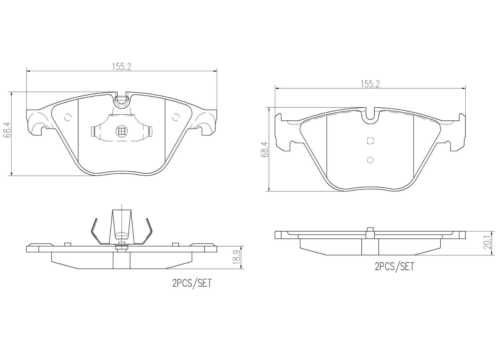 BMW Disc Brake Pad and Rotor Kit – Front and Rear (330mm/330mm) (Ceramic) 34116896652