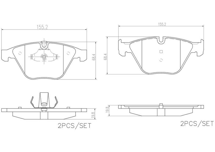 BMW Disc Brake Pad Set – Front (Ceramic) 34116794920 – Brembo P06081N