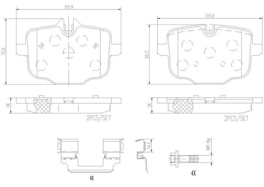 BMW Disc Brake Pad Set – Rear (Ceramic) – Brembo P06101N