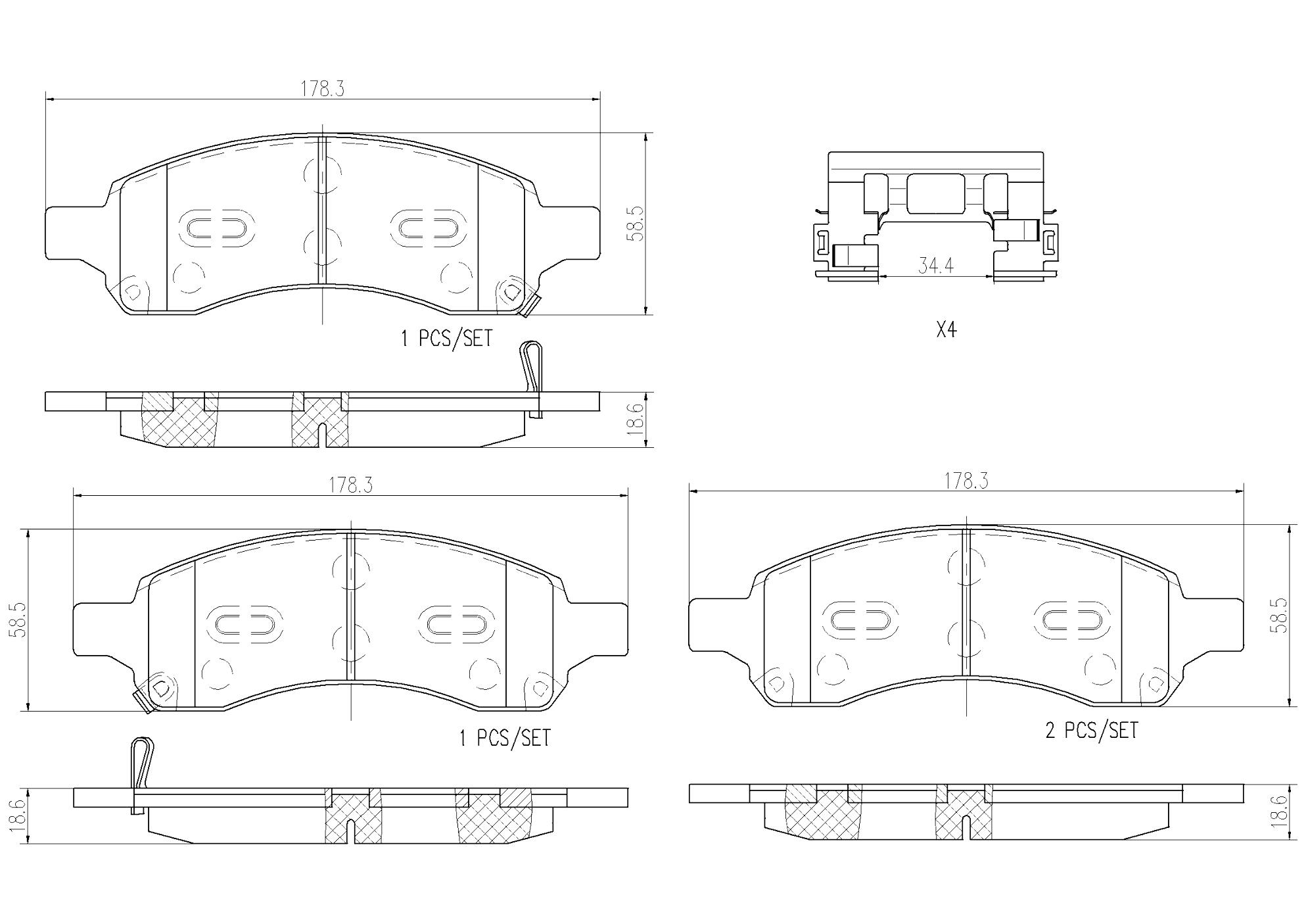 SAAB Disc Brake Pad Set – Front (Ceramic) 19178358 – Brembo P10049N