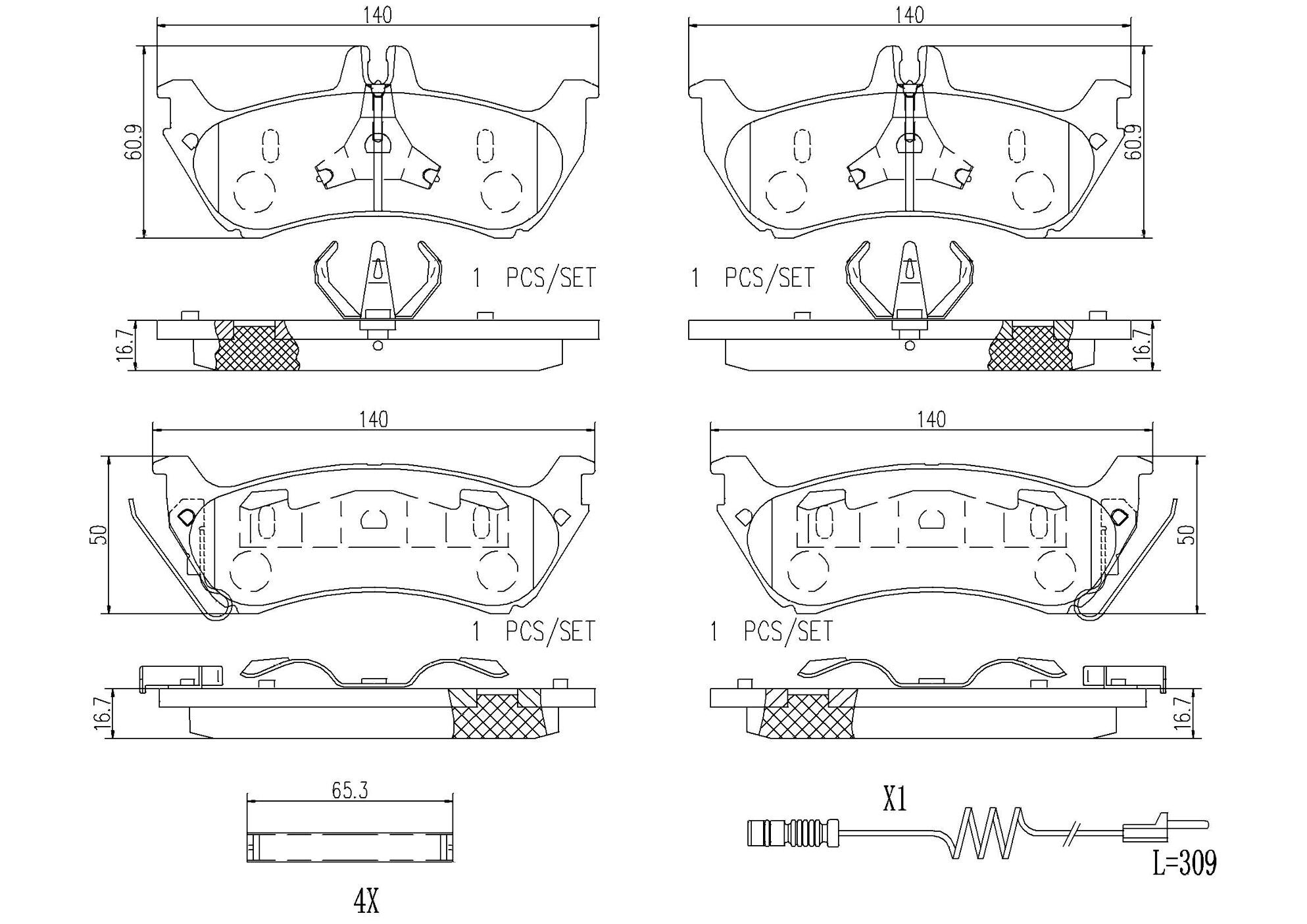 Mercedes Disc Brakes Kit –  Brembo Pads Rear (Ceramic) – Brembo P50044N