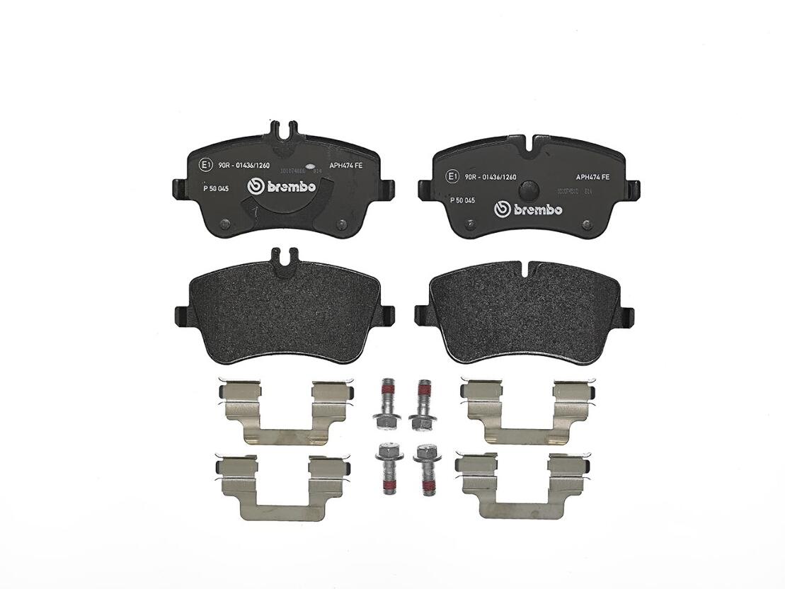 Mercedes Disc Brakes Kit –  Pads Front (Low-Metallic) 006420622041 – Brembo P50045