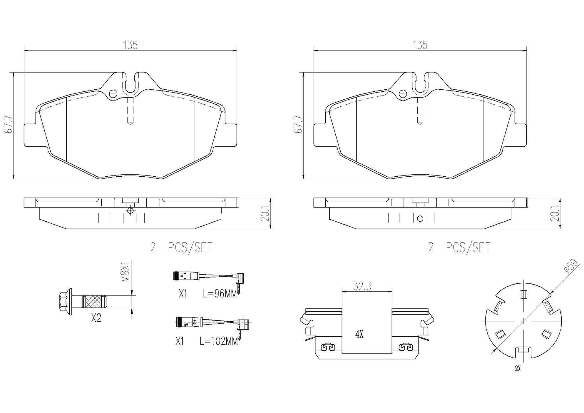 Mercedes-Benz Disc Brake Pad and Rotor Kit – Front and Rear (295mm/300mm) (Ceramic) 211 421 08 12