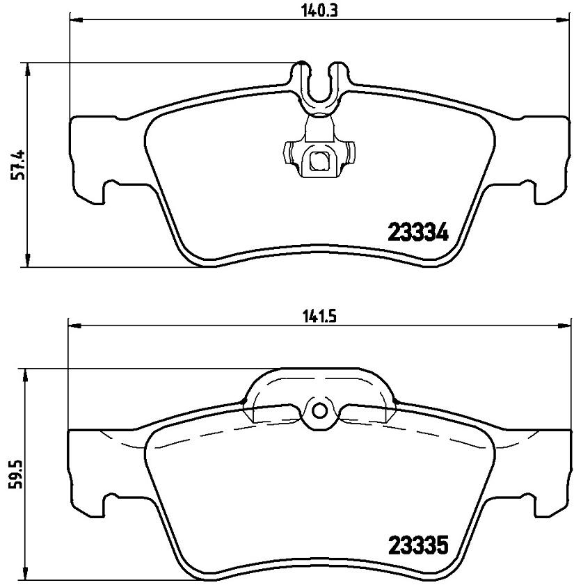 Mercedes Brakes Set Kit – Pads Rear (Ceramic) (with Sensor) 006420012064 – Brembo 2707352KIT