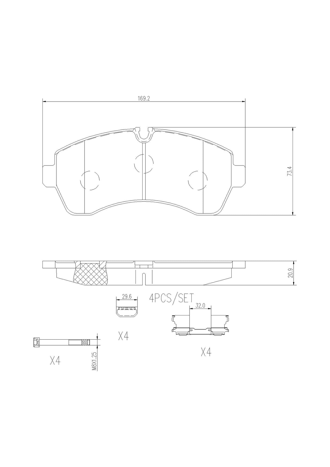 Mercedes Sprinter Disc Brake Pad Set – Front (Ceramic) – Brembo P50059N