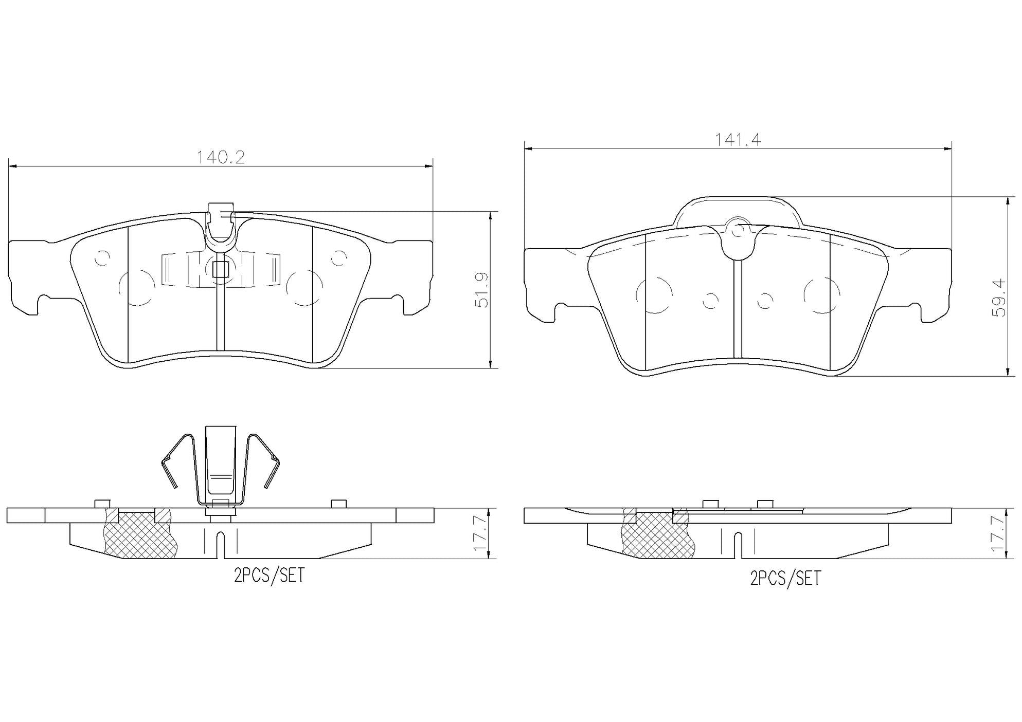 Mercedes-Benz Disc Brake Pad and Rotor Kit – Front and Rear (350mm/330mm) (Ceramic) 1644211412