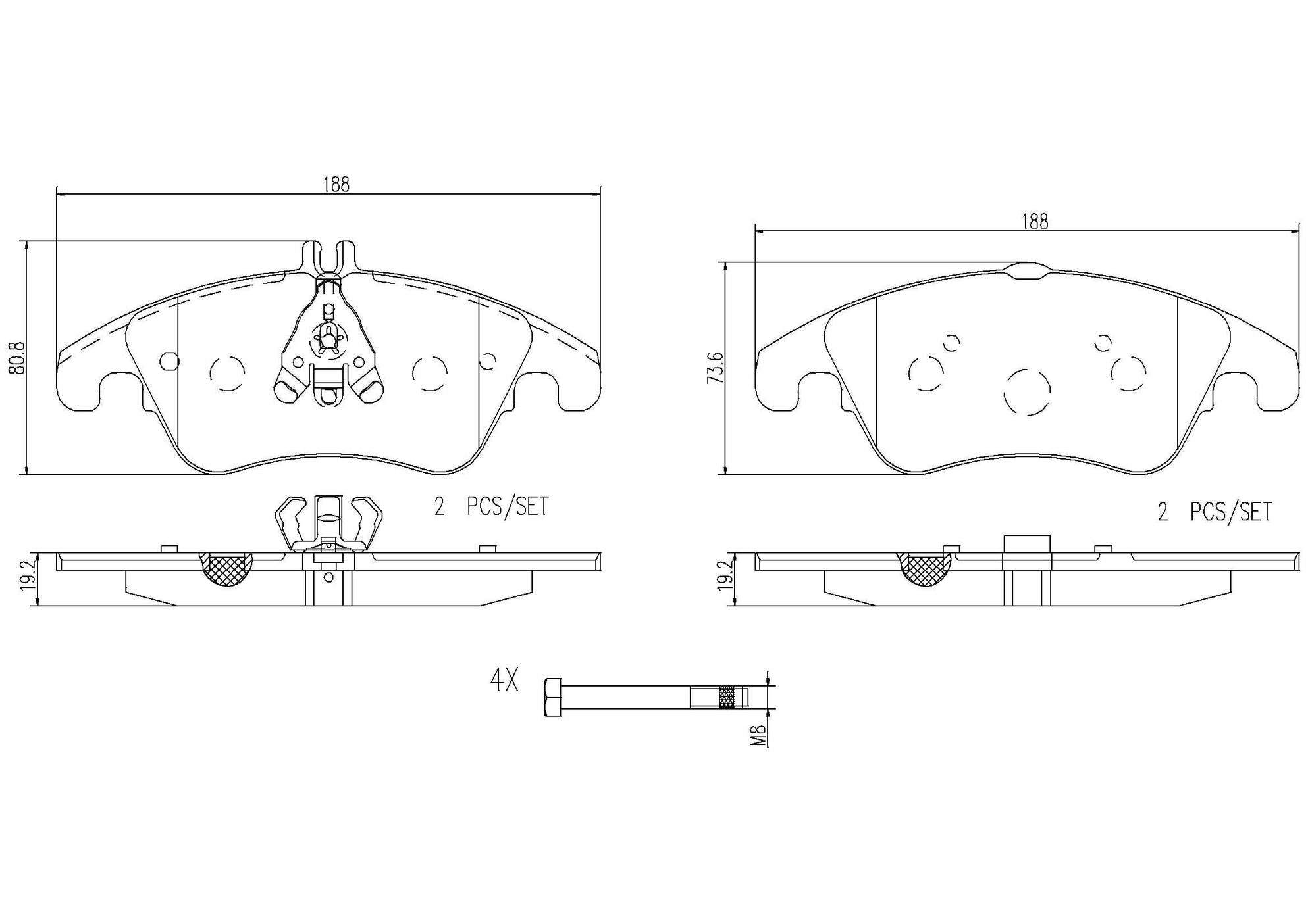 Mercedes-Benz Disc Brake Pad and Rotor Kit – Front and Rear (322mm/300mm) (Ceramic) 2044211012