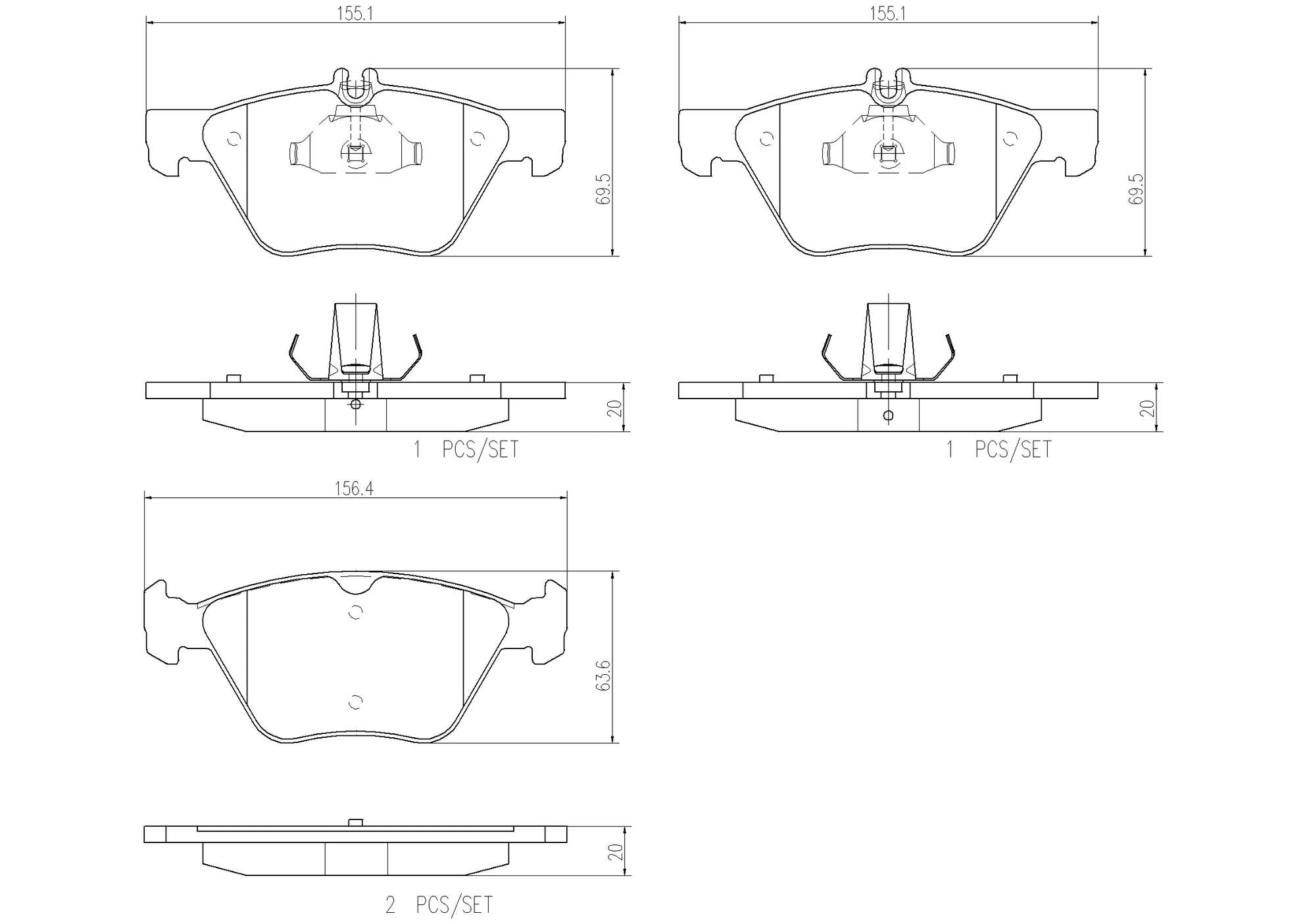 Mercedes-Benz Disc Brake Pad and Rotor Kit – Front and Rear (304mm/300mm) (Ceramic) 2114211212