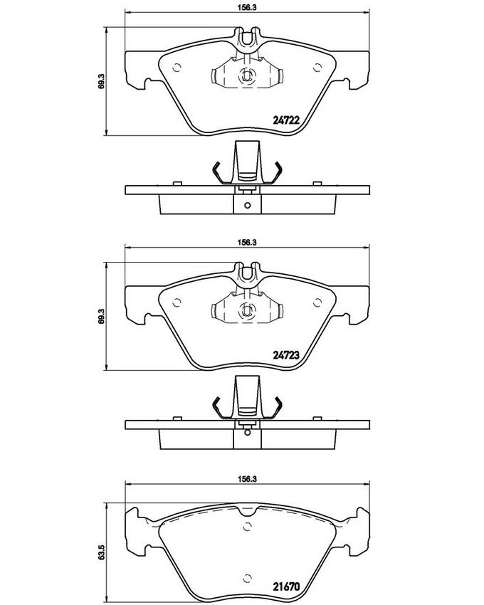 Mercedes-Benz Disc Brake Pad and Rotor Kit – Front and Rear (304mm/300mm) (Low-Met) 2114211212