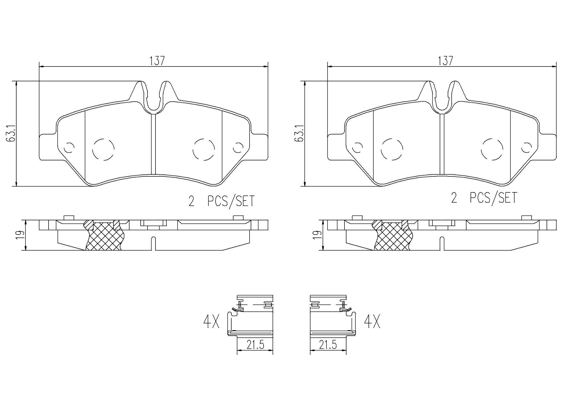 Mercedes Sprinter Disc Brake Pad Set – Rear (Ceramic) – Brembo P50084N