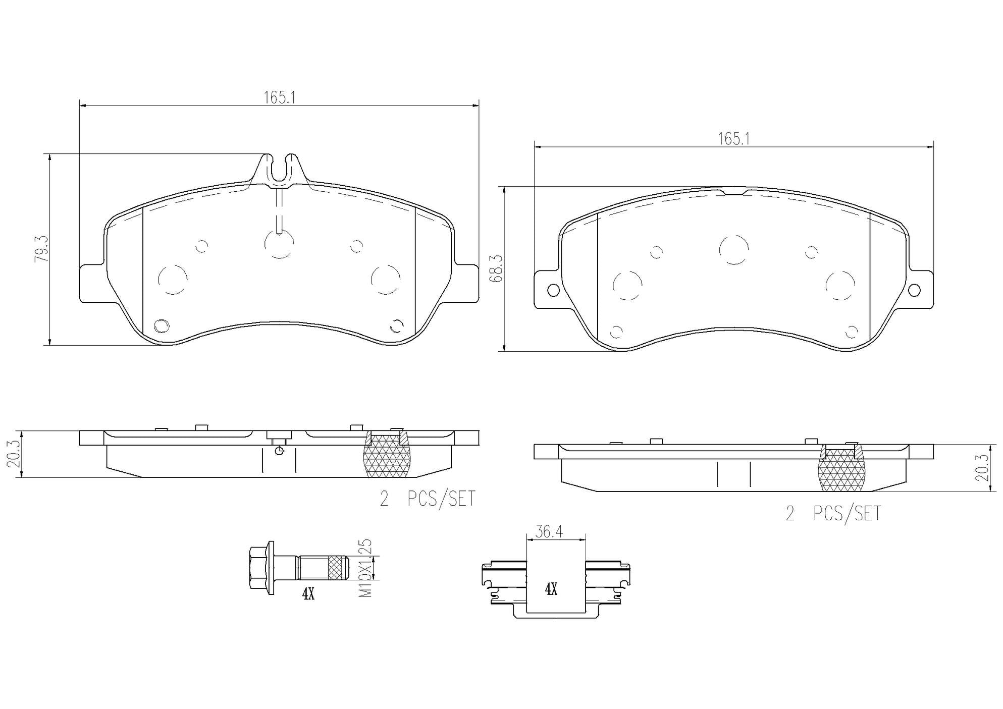 Mercedes Disc Brakes Kit –  Pads Front (Ceramic) 0074207420 – Brembo P50086N