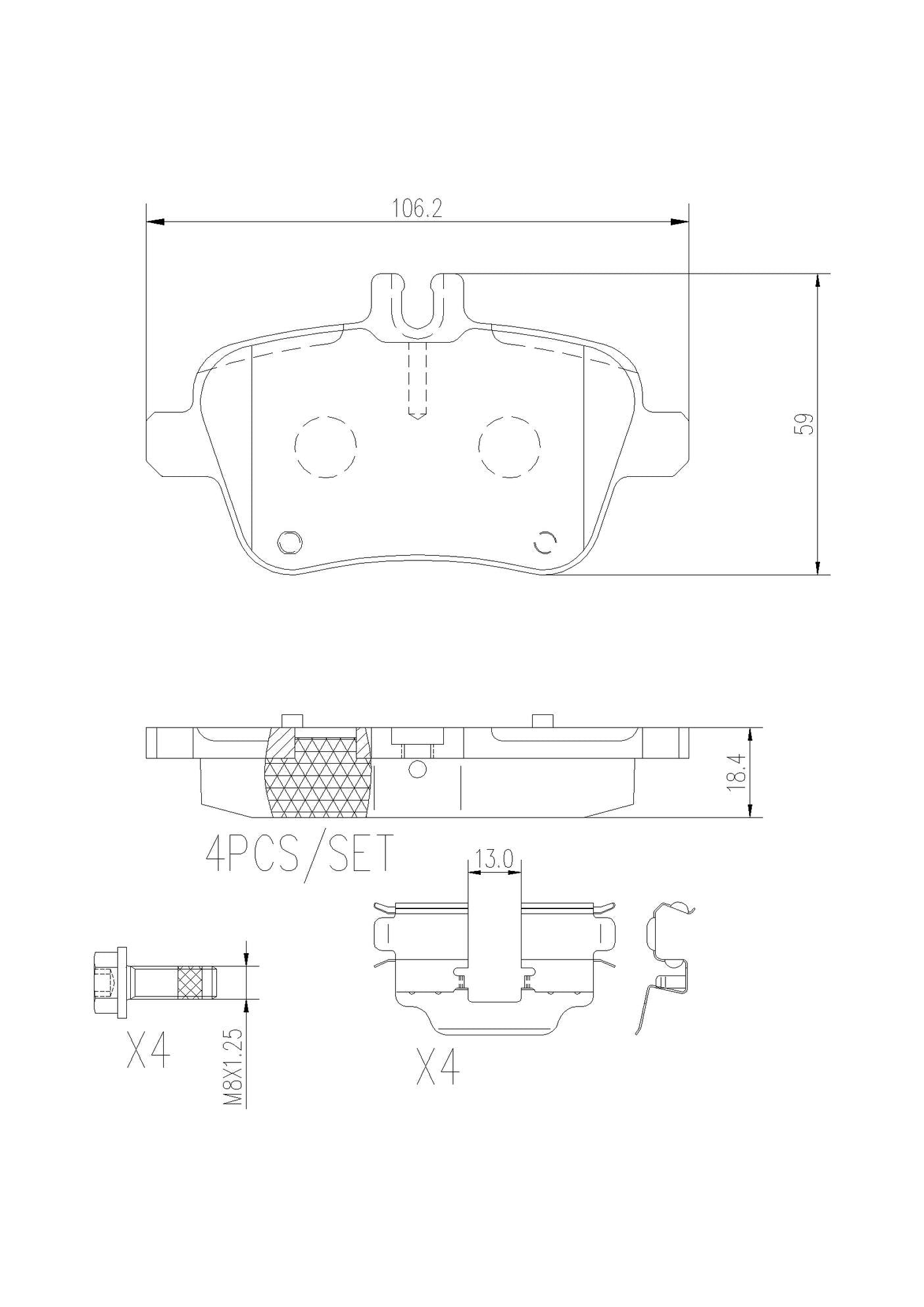 Mercedes Disc Brakes Kit –  Brembo Pads Rear (Ceramic) 0084202320 – Brembo P50091N