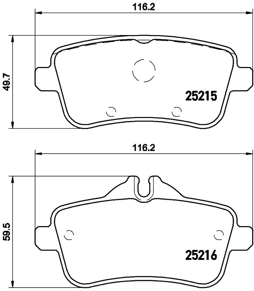 Mercedes Disc Brakes Kit –  Brembo Pads Rear (Low-Metallic) 0074209020 – Brembo P50099