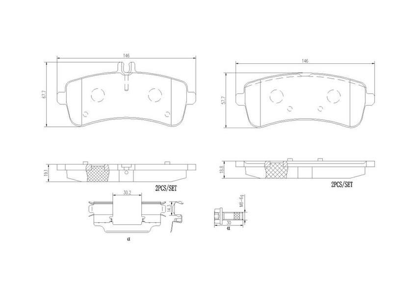 Mercedes Disc Brakes Kit –  Brembo Pads Rear (Ceramic) 0084202920 – Brembo P50125N