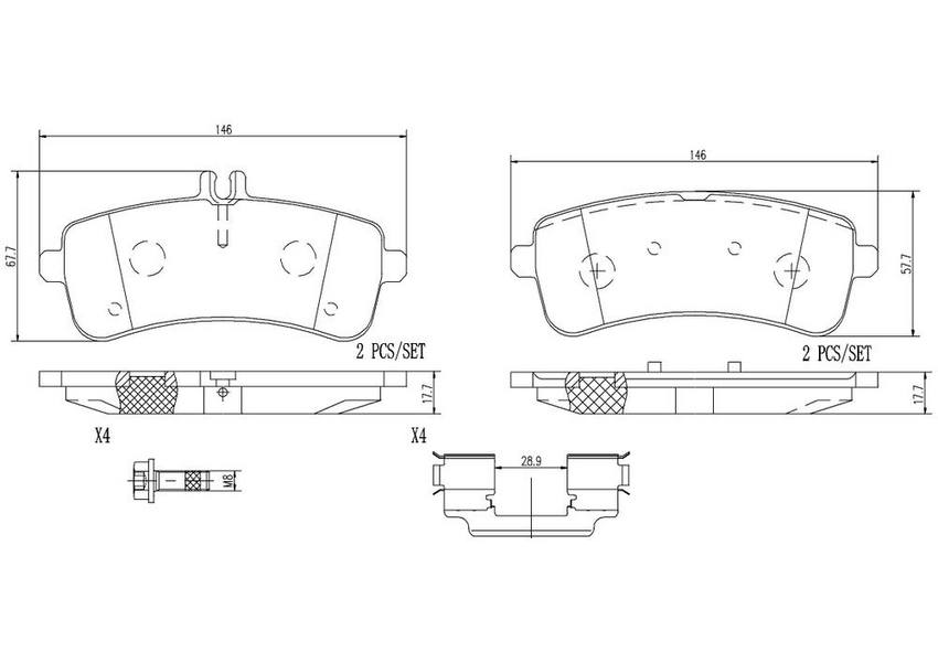 Mercedes Disc Brakes Kit –  Brembo Pads Rear (Ceramic) – Brembo P50132N