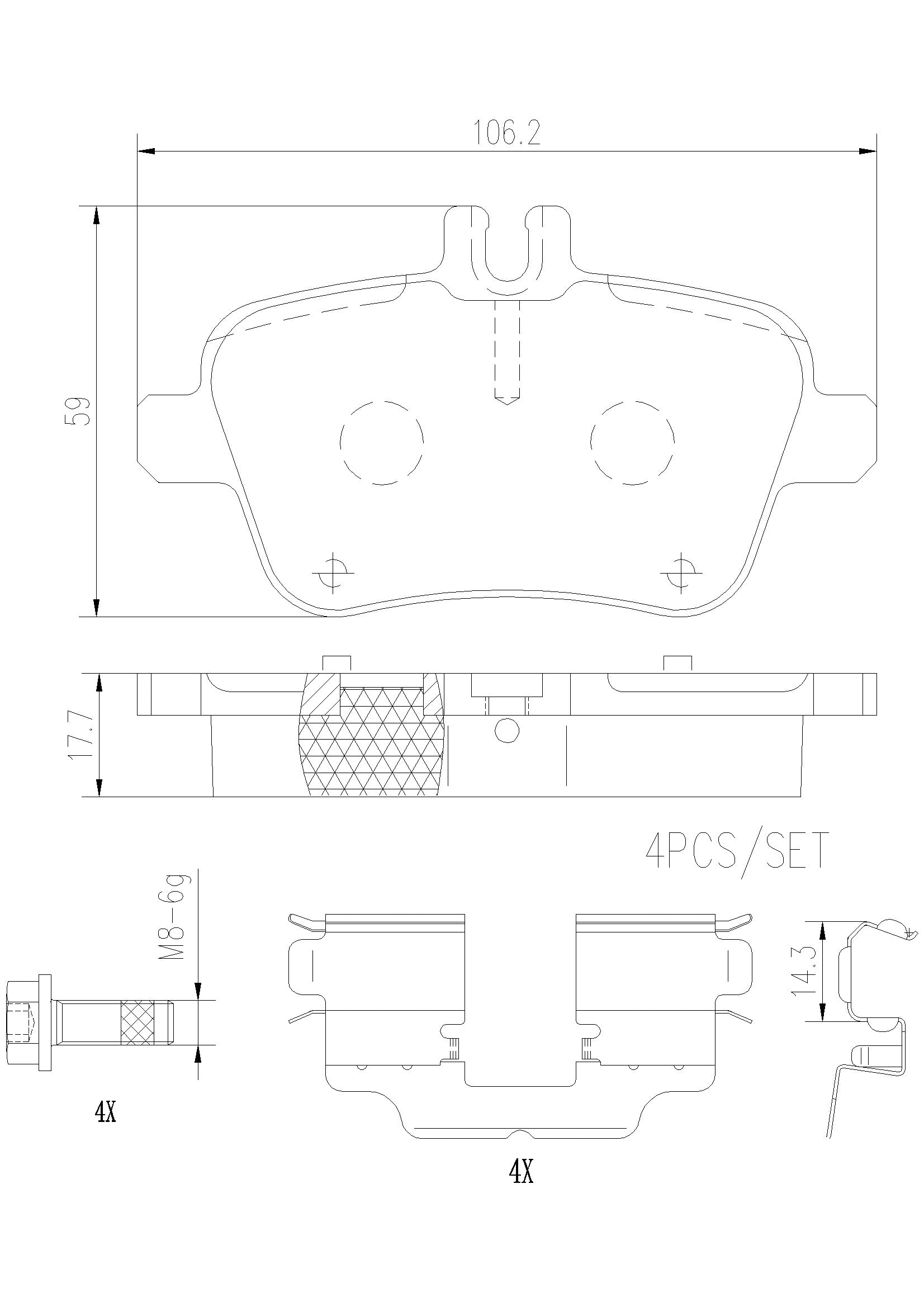 Mercedes Disc Brakes Kit –  Brembo Pads Rear (Ceramic) 0074209620 – Brembo P50140N