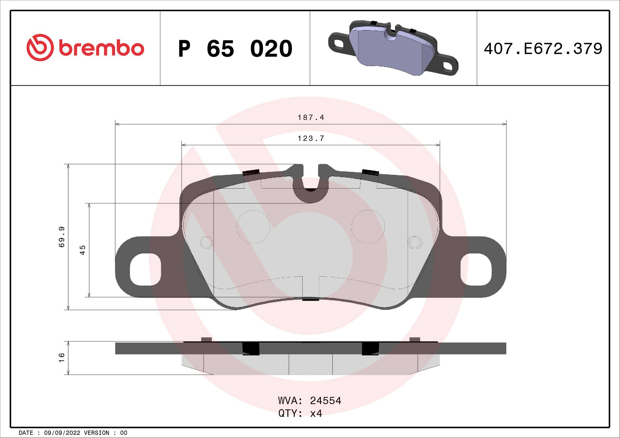 Porsche Disc Brake Pad Set Kit – Front and Rear (Low-Met) 7P0698151C