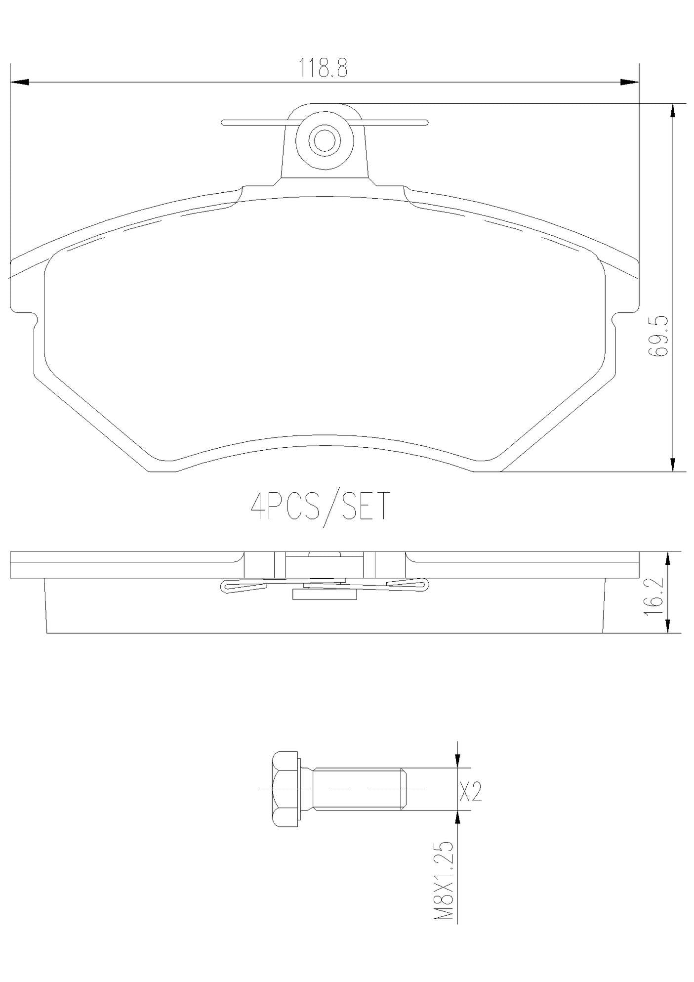 Volkswagen Disc Brake Pad and Rotor Kit – Front and Rear (256mm/226mm) (Ceramic) 6NO615301D