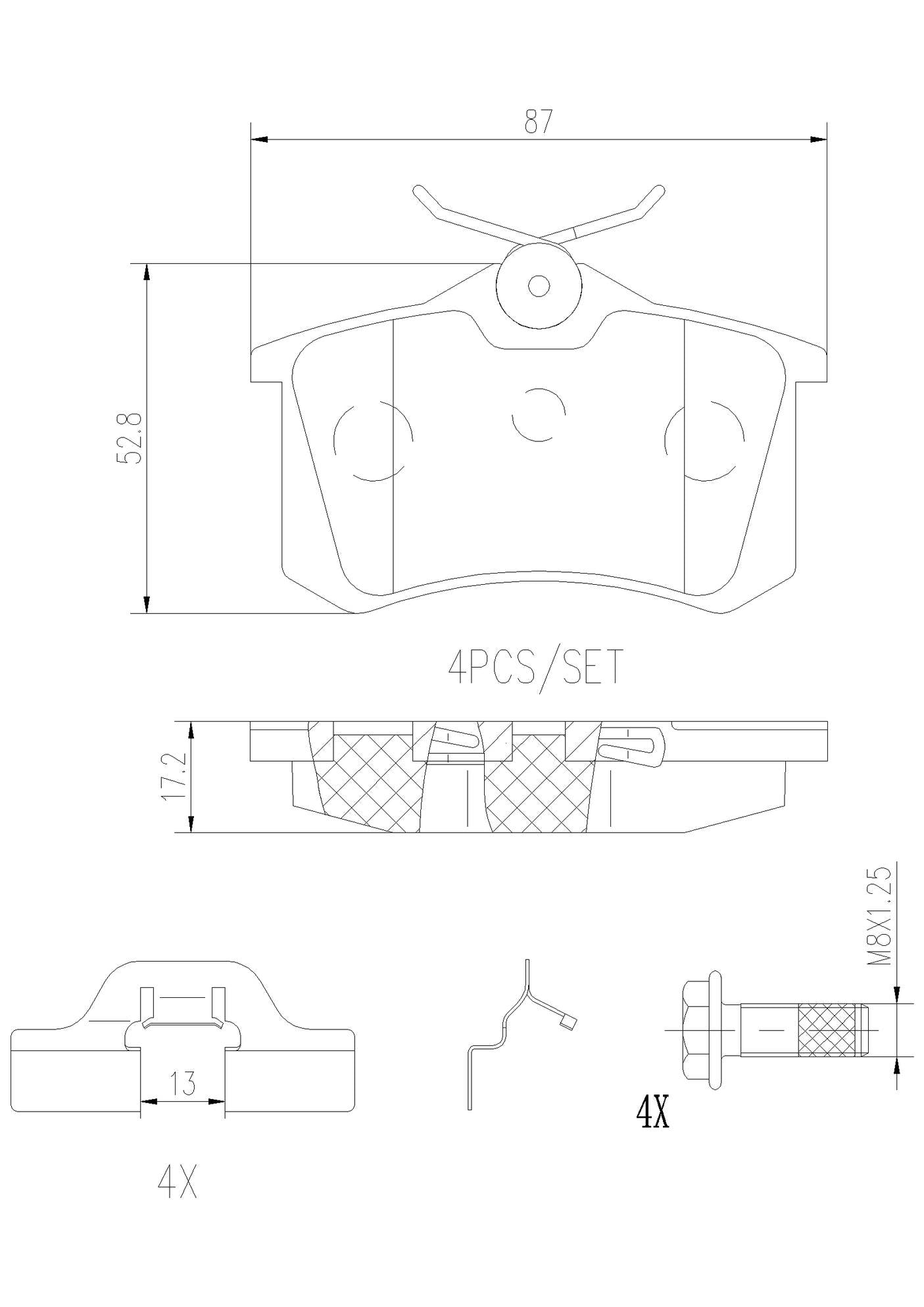 Volkswagen Disc Brake Pad and Rotor Kit – Front and Rear (288mm/226mm) (Ceramic) 3A0615301A