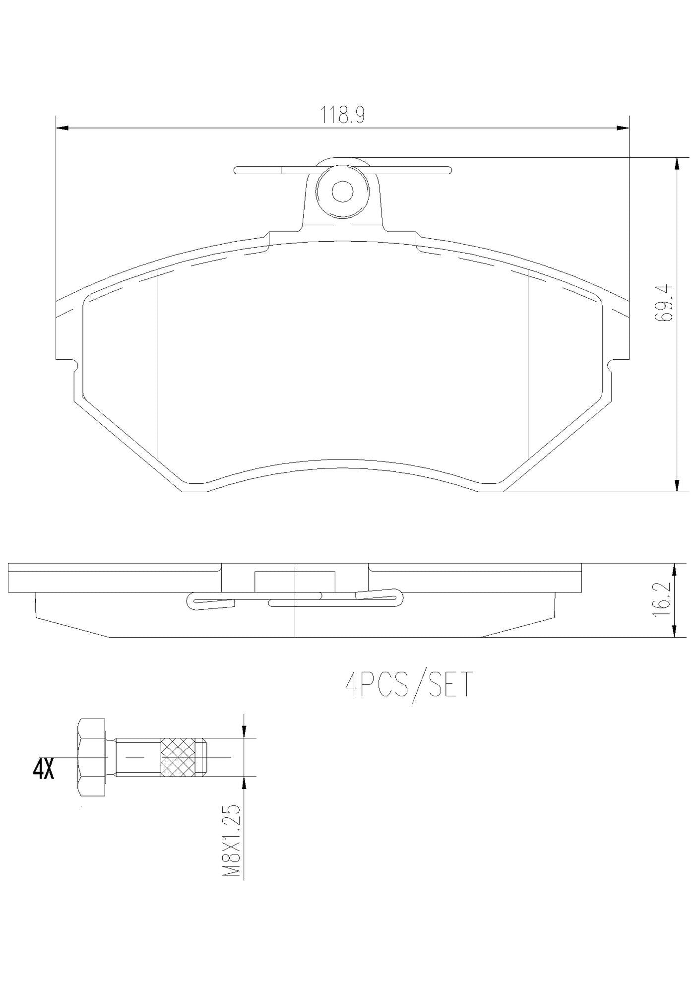 Volkswagen Disc Brake Pad and Rotor Kit – Front and Rear (256mm/226mm) (Ceramic) 6NO615301D