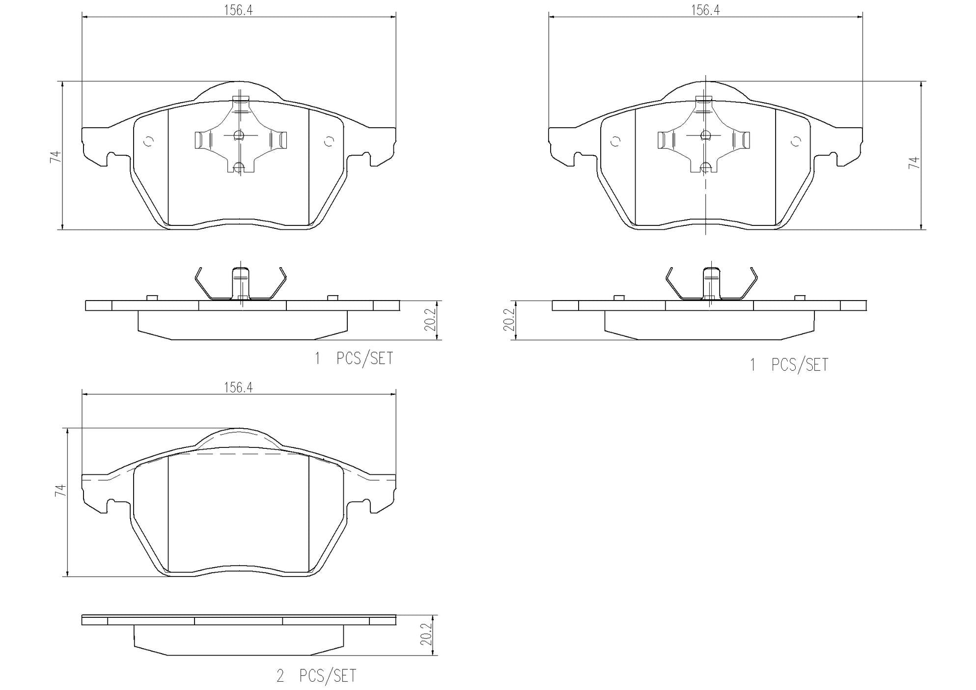 Volkswagen Disc Brake Pad and Rotor Kit – Front and Rear (288mm/226mm) (Ceramic) 3A0615301A