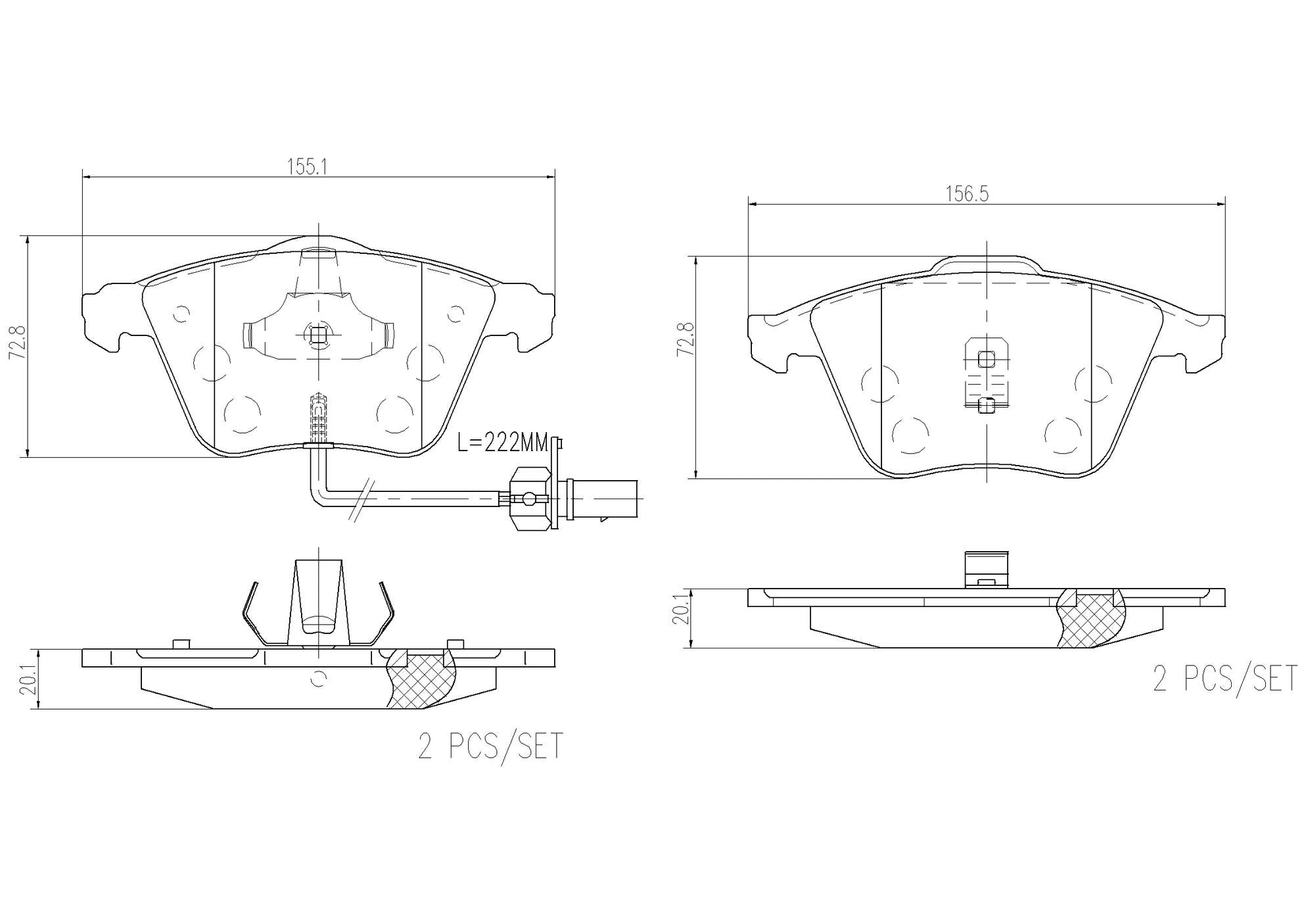 Audi Disc Brake Pad and Rotor Kit – Front and Rear (347mm/302mm) (Ceramic) 4F0615301G