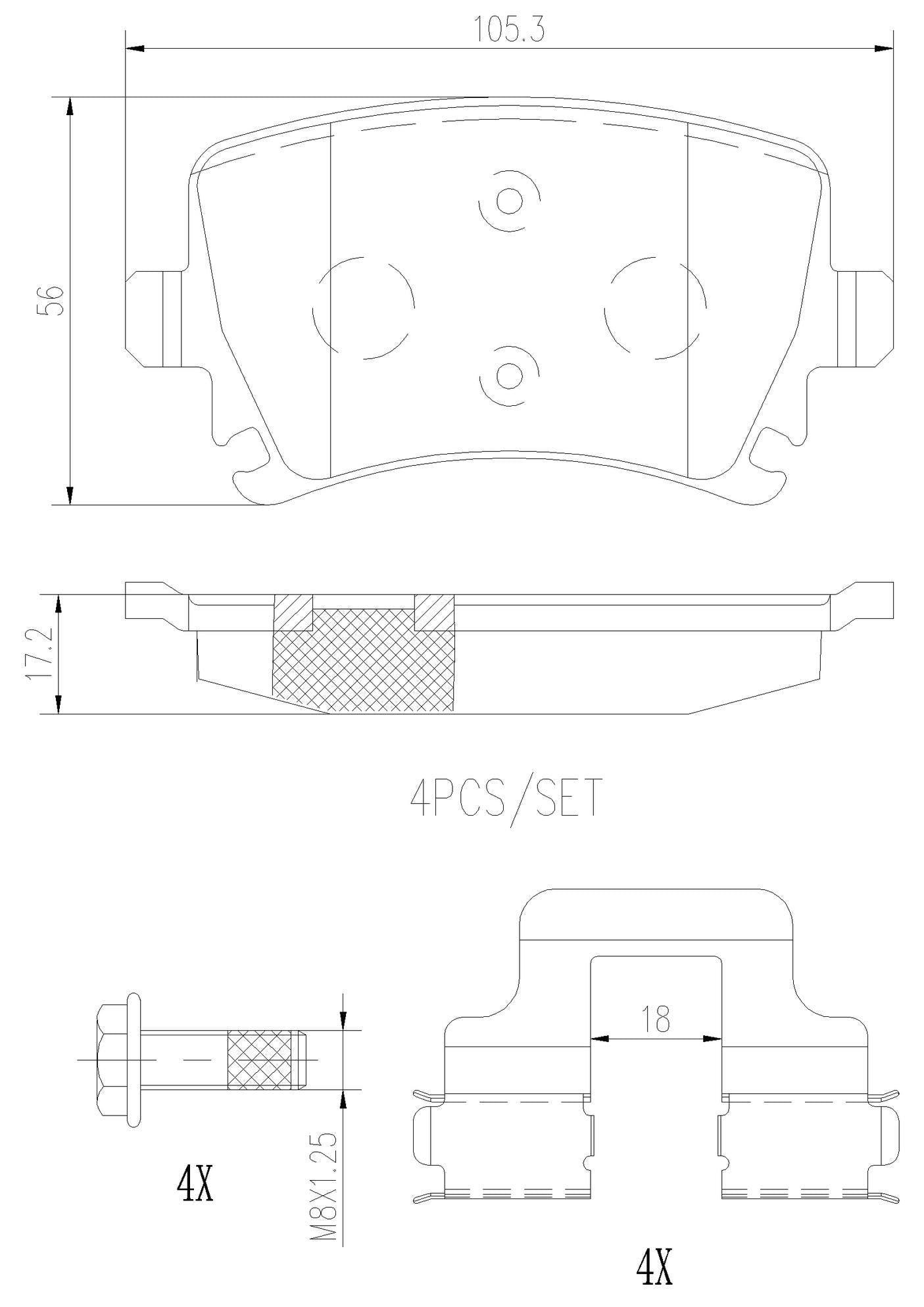 Volkswagen Disc Brake Pad and Rotor Kit – Front and Rear (312mm/282mm) (Ceramic) 5Q0615301F