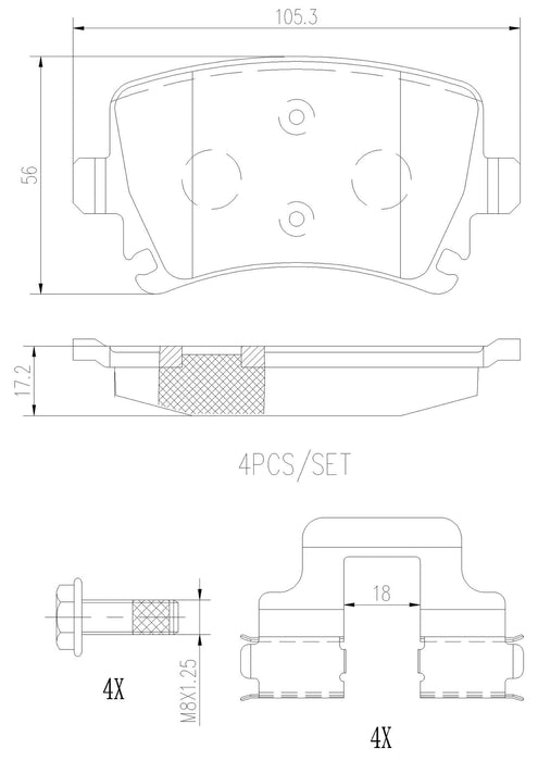 Volkswagen Disc Brake Pad and Rotor Kit – Front and Rear (312mm/282mm) (Ceramic) 5Q0615301F