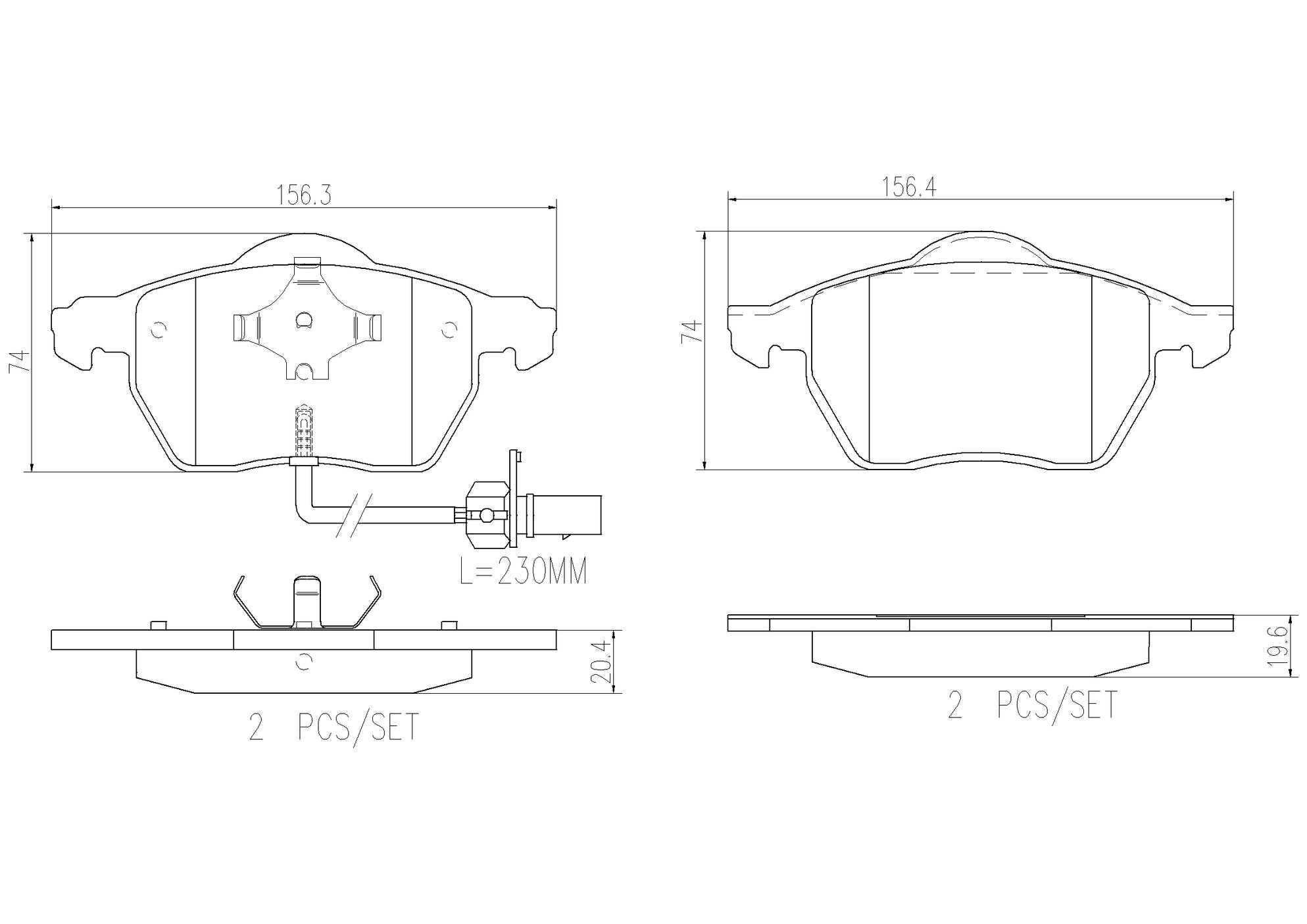 Audi Disc Brake Pad and Rotor Kit – Front and Rear (312mm/245mm) (Ceramic) 8E0615301R