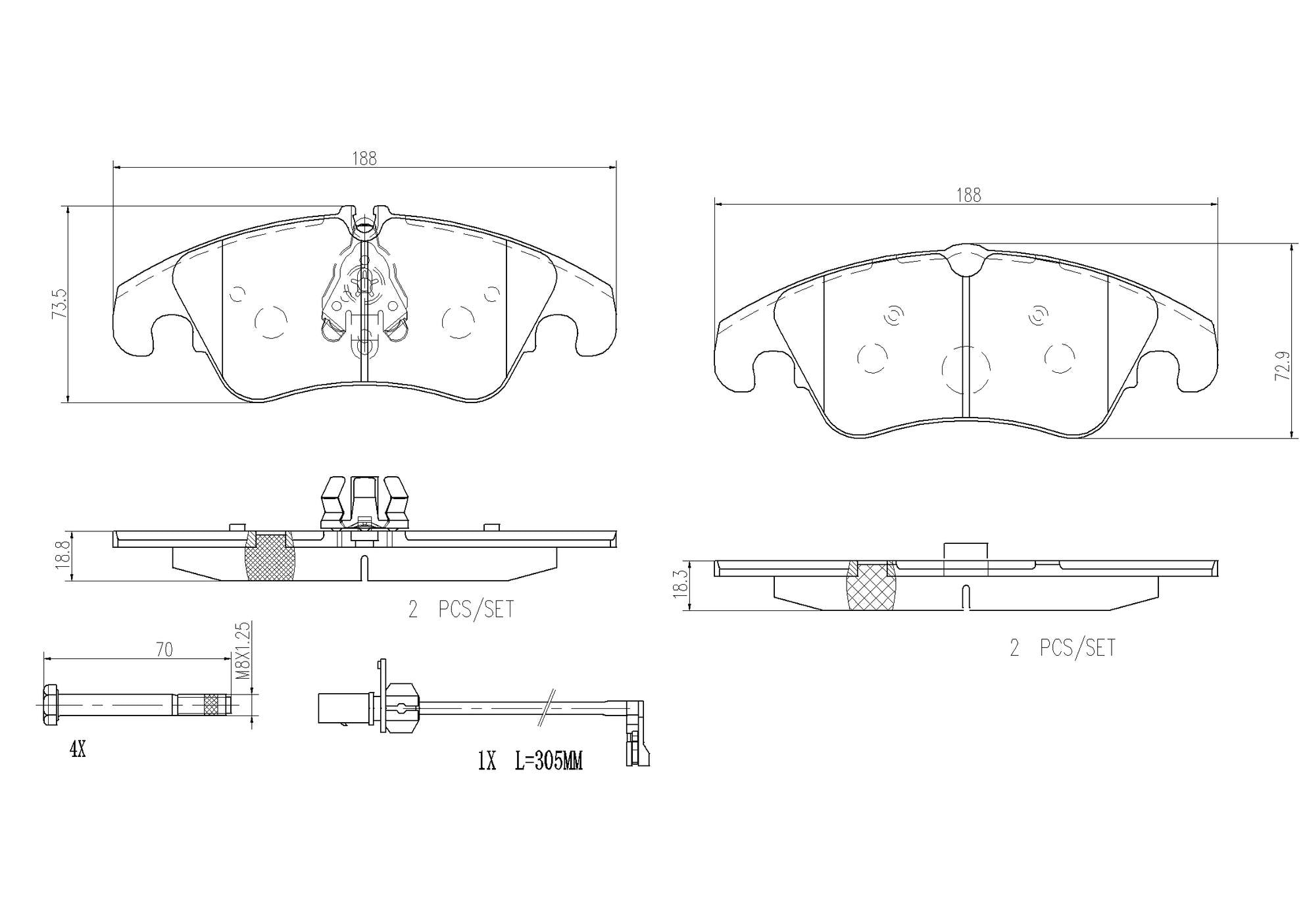 Audi Disc Brake Pad and Rotor Kit – Front and Rear (320mm/300mm) (Ceramic) 8R0615301F